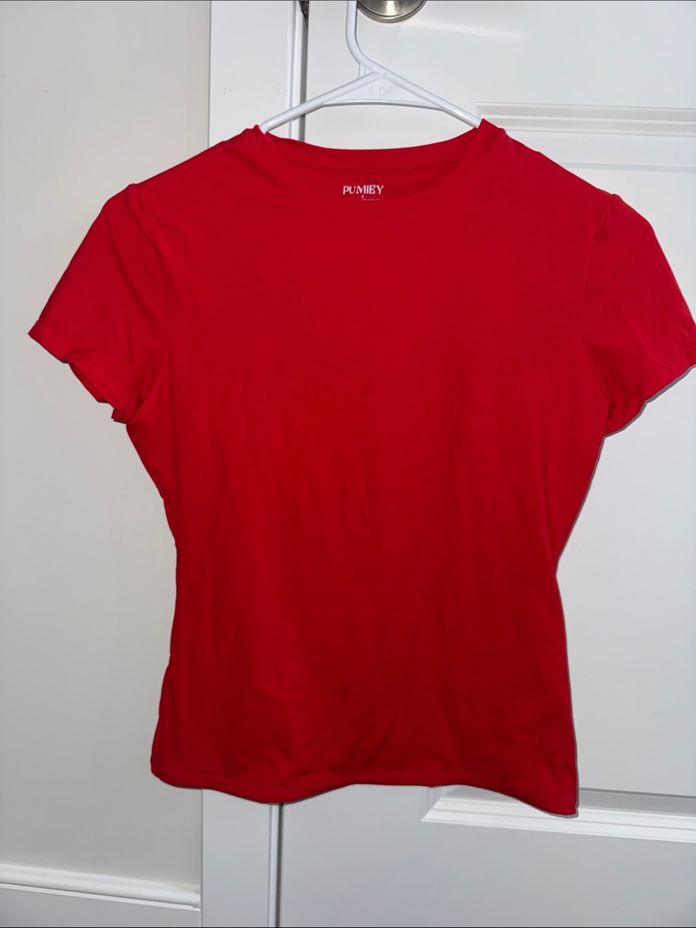 Pumiey Red Short Sleeve Women's Tee